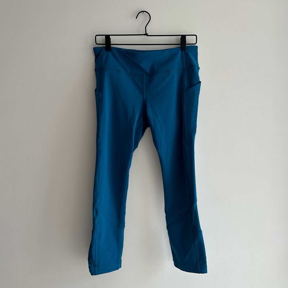 Teal Lululemon Run Inspire Crop Leggings